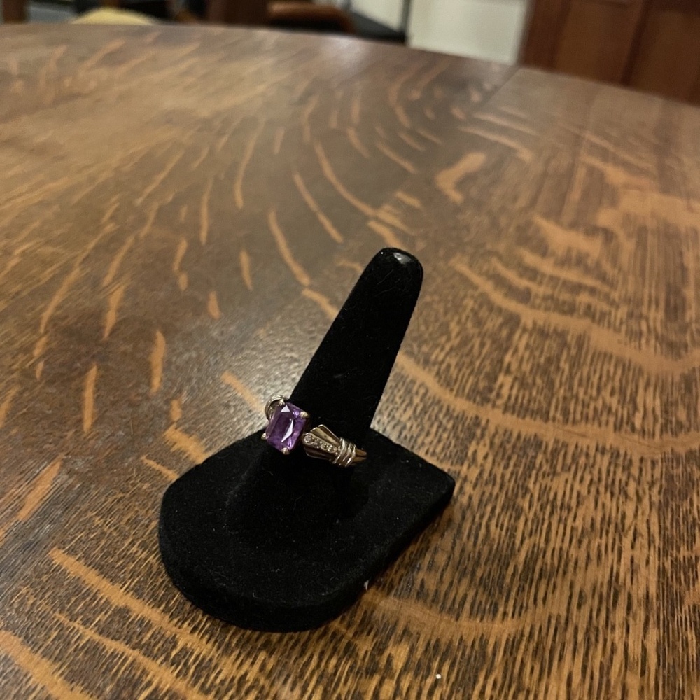 Vintage 14k Gold Amethyst Ring with diamond accents 5.69g Size 6.5 - Picture 11 of 13